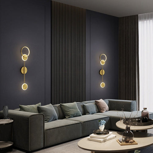 Applique murale moderne LED circulaire en métal doré Sicily - vue 5 sur 13