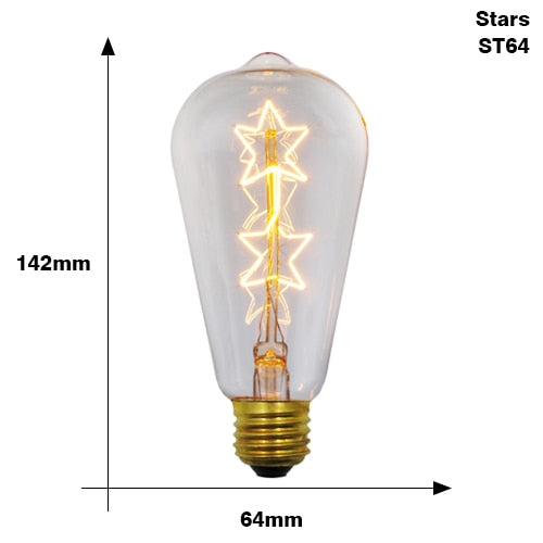Ampoule conique à incandescence filament étoile vintage 40W Edison