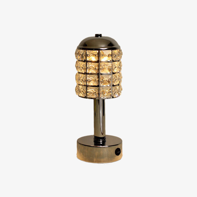 Modern silver LED table lamp with Bellamy crystals