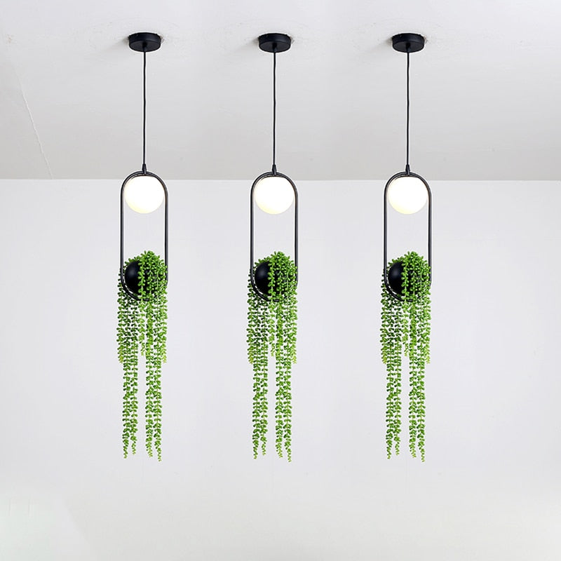 pendant light modern LED oval in black metal Loom