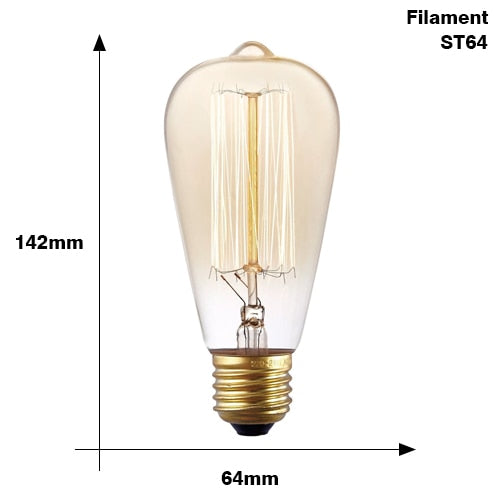 Ampoule conique à incandescence filament vintage 40W Edison