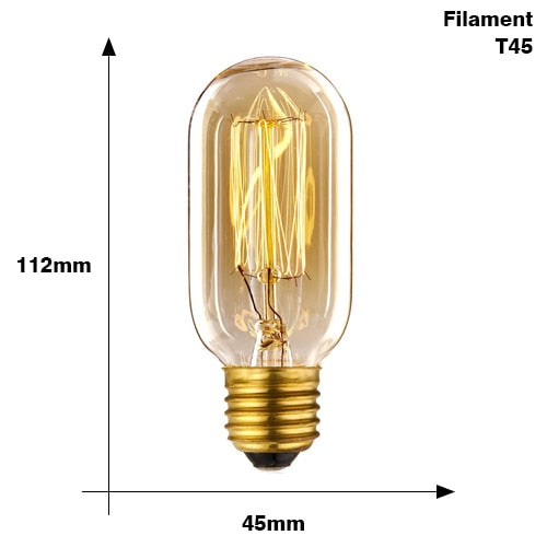 Ampoule gros tube à incandescence filament vintage 40W Edison