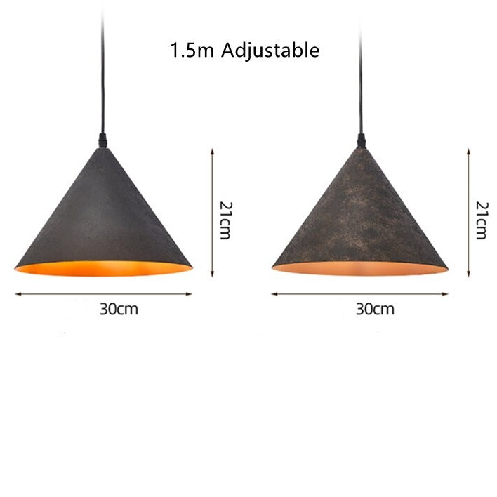 Suspension industrielle avec abat-jour conique rouille Homas