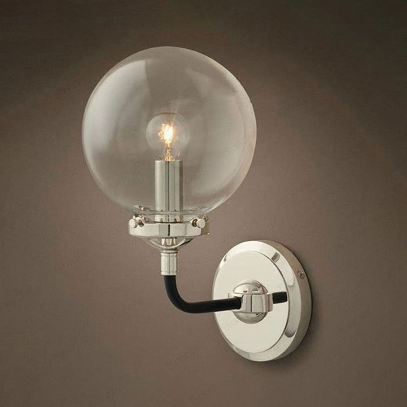 Lámpara de pared con brazo de metal y luz de cristal Hudson