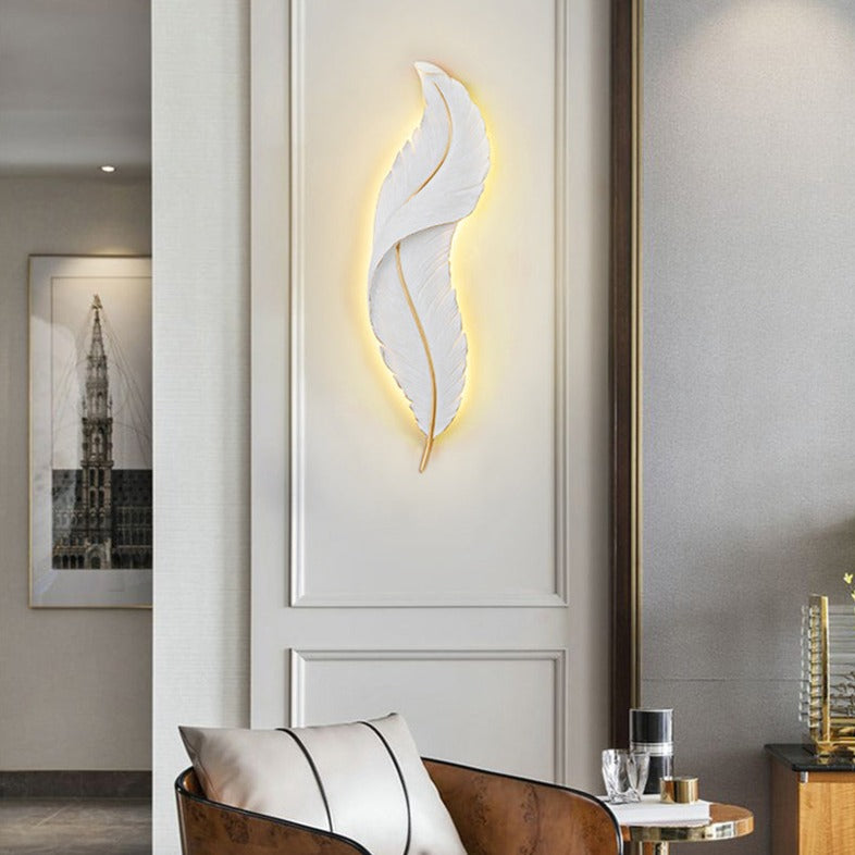 Applique murale moderne LED en forme de plume blanche Kauai