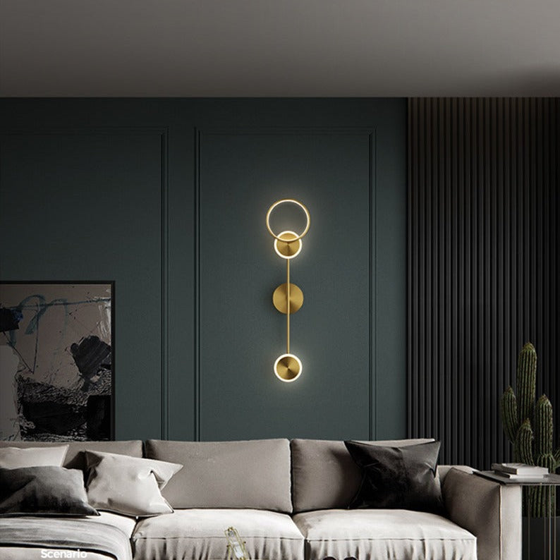 Applique murale moderne LED circulaire en métal doré Sicily