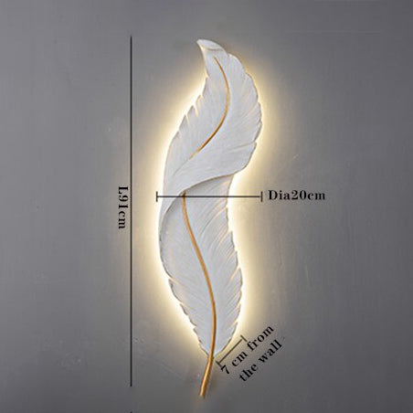 Applique murale moderne LED en forme de plume blanche Kauai