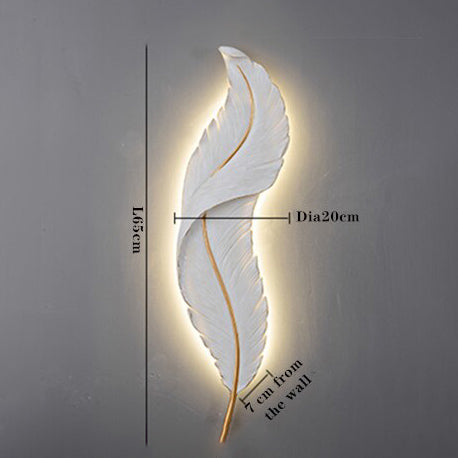 Applique murale moderne LED en forme de plume blanche Kauai