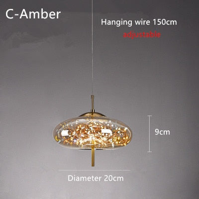 Suspension design avec abat-jour en verre originale Brexie