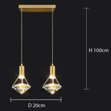 Suspension design LED luxury en forme de diamant Savia