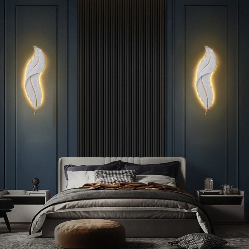 Applique murale moderne LED en forme de plume blanche Kauai - vue 4 sur 11