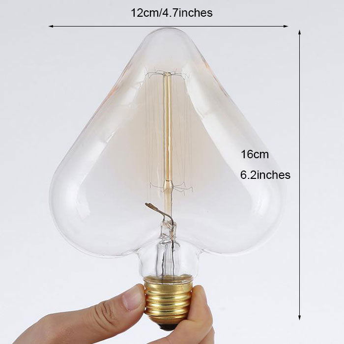 Bombilla incandescente vintage Edison de 40W con filamento en forma de corazón