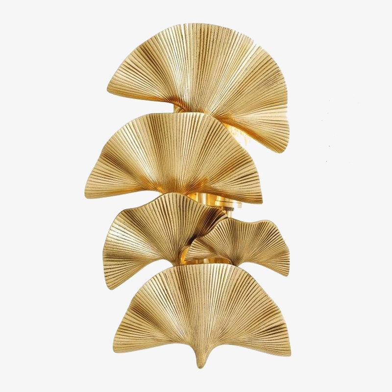 wall lamp LED design wall with several curved golden fans
