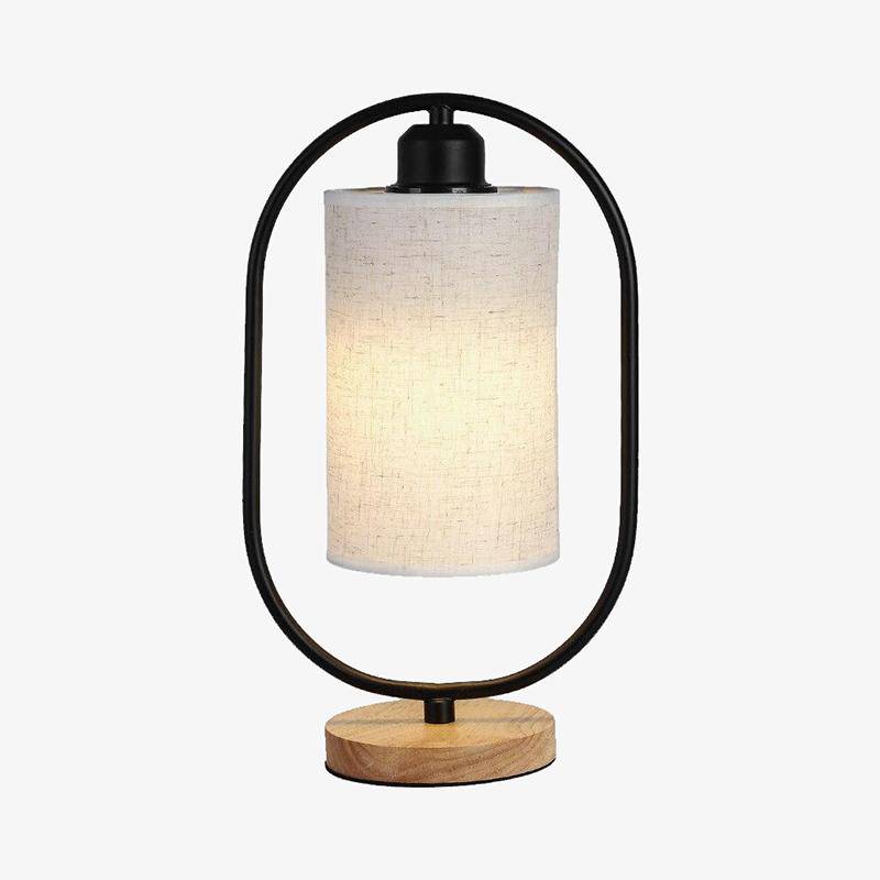 Lampe à poser moderne LED avec anneau et abat-jour tissu Nordic