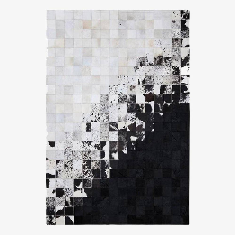 Moderna alfombra rectangular con cuadros blancos y negros