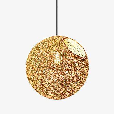 pendant light Rattan LED with colored ball Simple