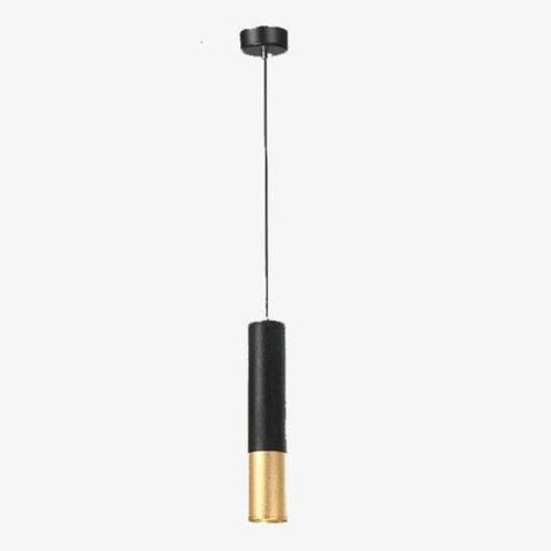 Suspension design LED cylindre noir et doré style Hang - vue 7 sur 6