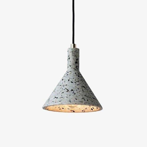 Suspension design LED avec abat-jour triangle en ciment style terrazzo - vue 2 sur 9