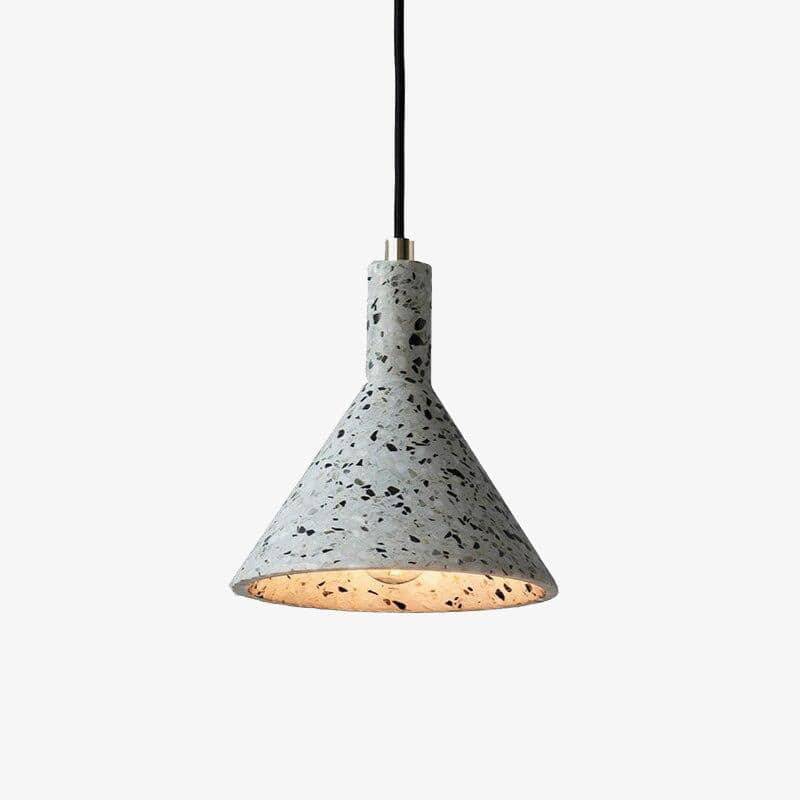 pendant light LED design with lampshade terrazzo-style cement triangle