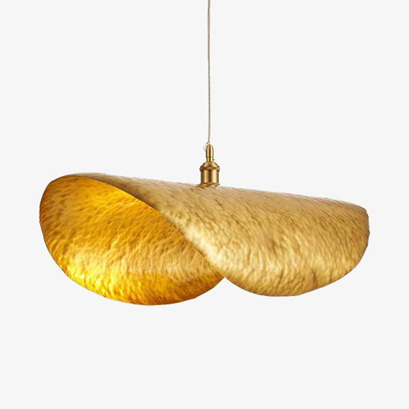 Suspension design LED en métal et forme de tuile dorée Lotus