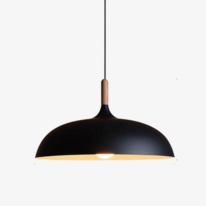 Lámpara de suspensión design LED con pantalla metálica negra redondeada Creative