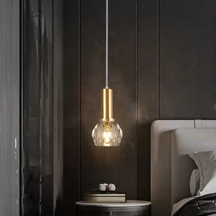 pendant light modern LED with lampshade in Ansley crystal