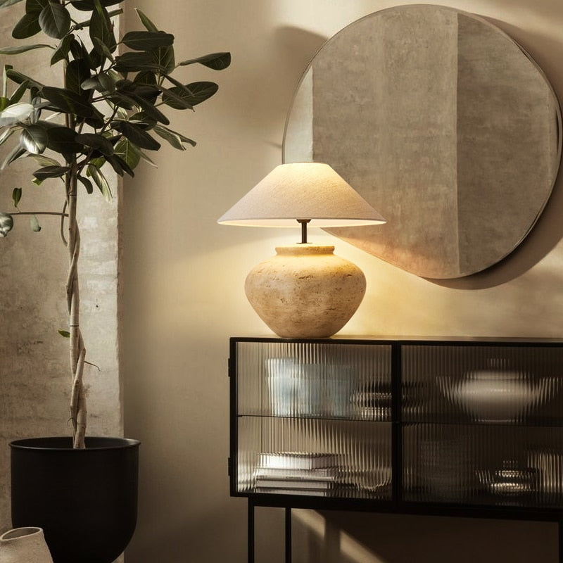 Lampe de chevet en céramique abat-jour en tissus Japan - vue 4 sur 8