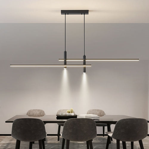 Lustre design LED minimaliste en barre métallique Sarno - vue 5 sur 12