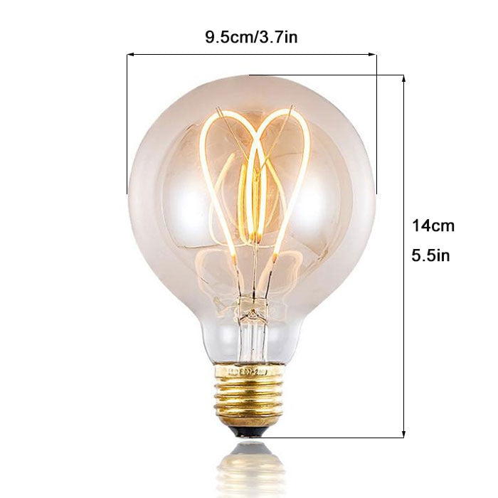 Ampoule globe à incandescence filament coeur vintage 4W à LED Edison