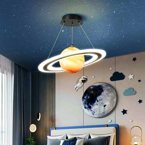 pendant light for children in the shape of a planet Jupiter