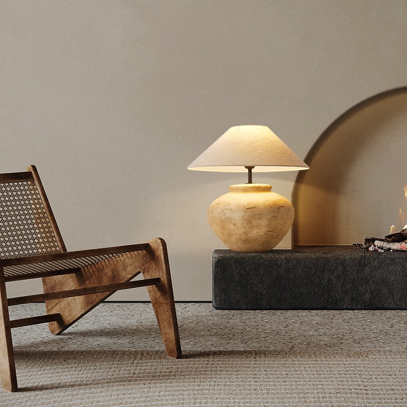 Lampe de chevet en céramique abat-jour en tissus Japan - vue 3 sur 8
