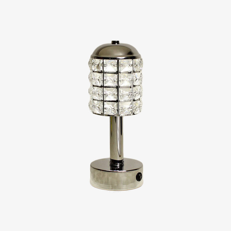 Modern silver LED table lamp with Bellamy crystals