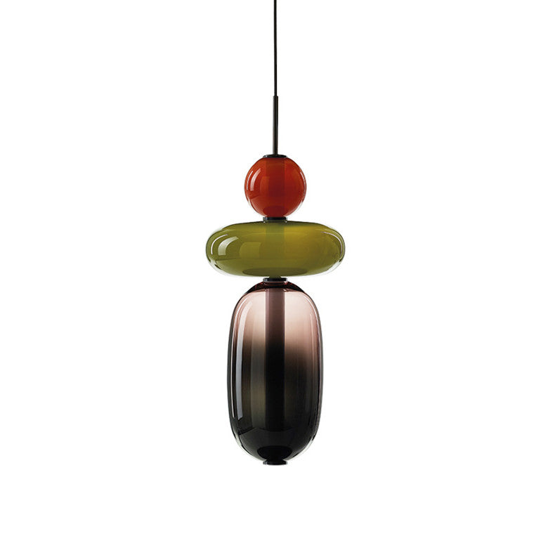 Suspension design en verre style pierres semi-précieuses Nemy