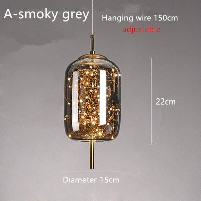 Suspension design avec abat-jour en verre originale Brexie