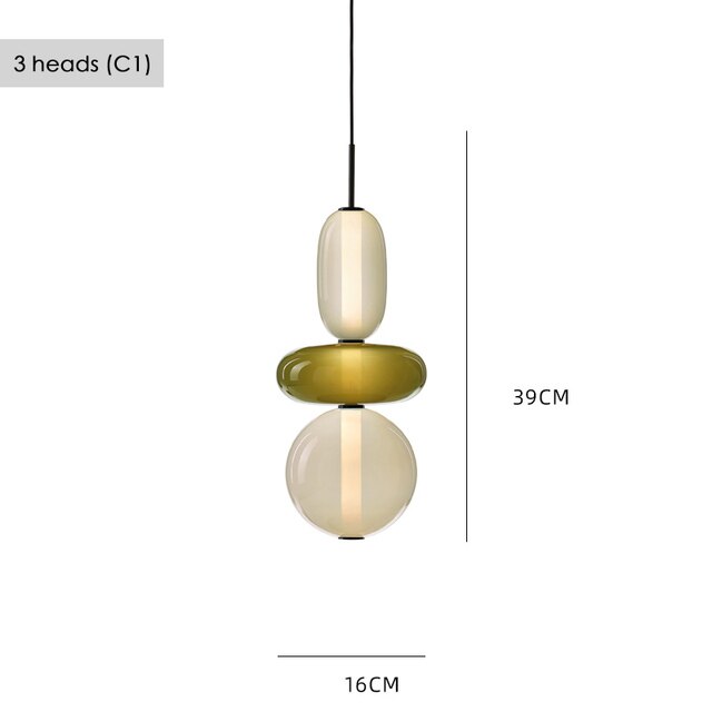 Suspension design en verre style pierres semi-précieuses Nemy