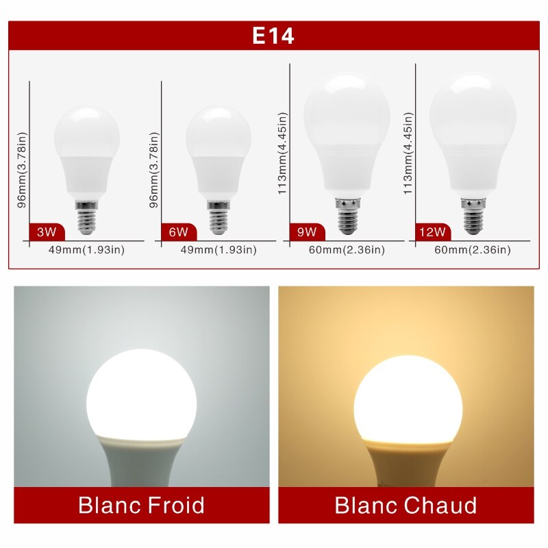 Lote de 4 bombillas LED E14 (de 3 a 12 W)