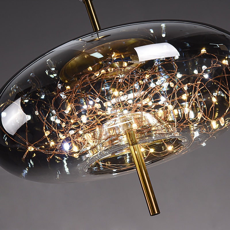 Suspension design avec abat-jour en verre originale Brexie