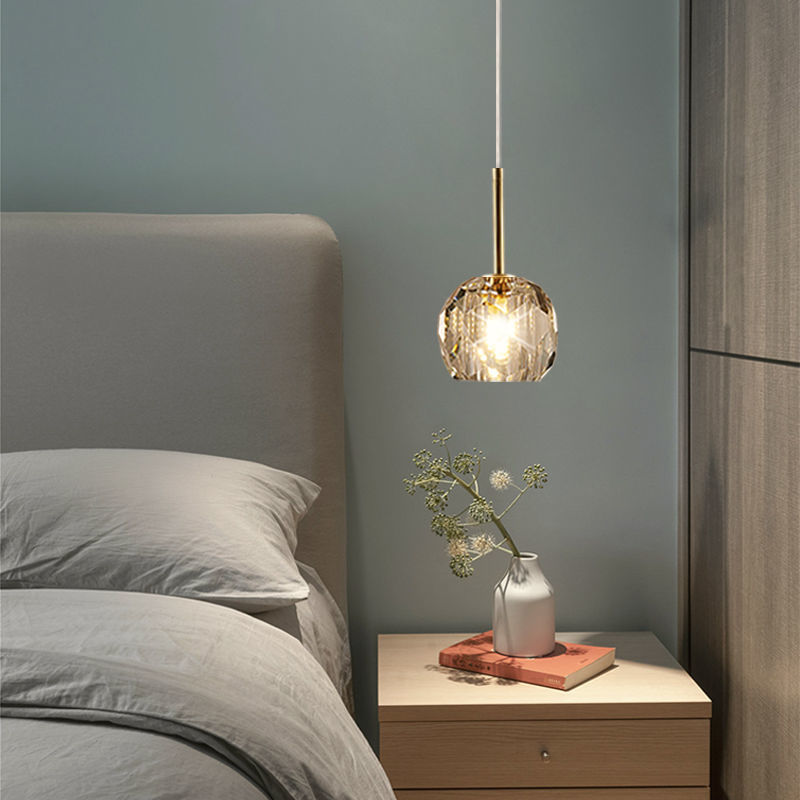 pendant light modern LED with lampshade in Ansley crystal