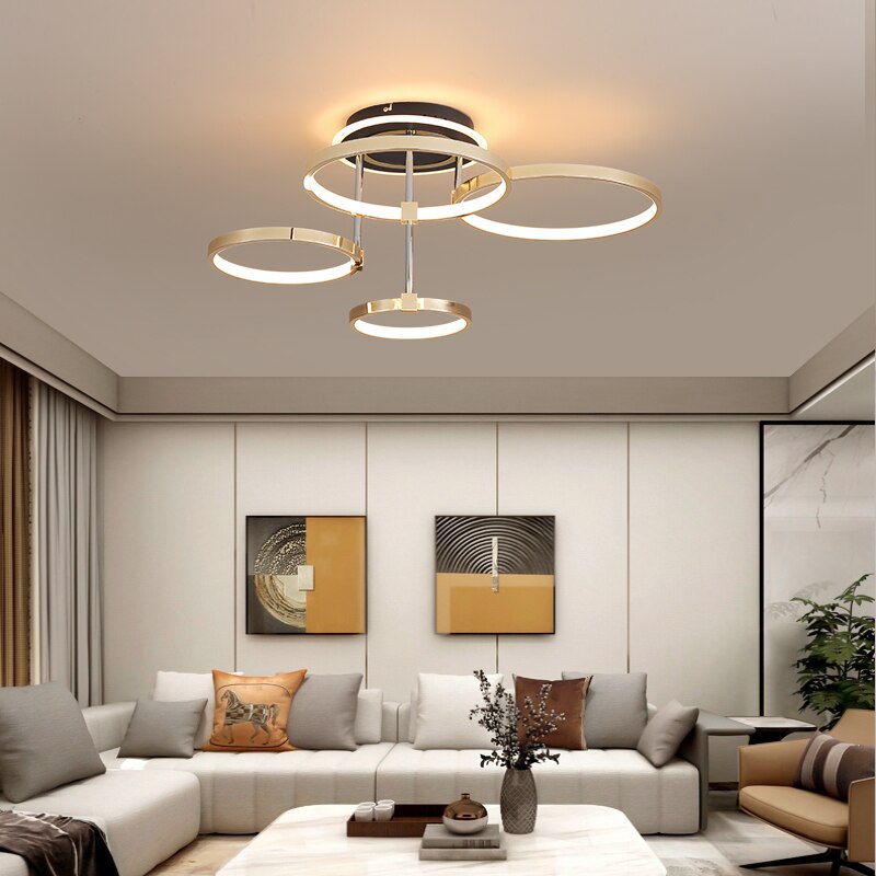 Plafonnier design LED avec anneaux suspendus Xina