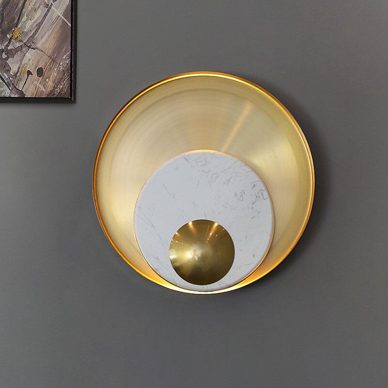 Applique murale design LED en marbre et laiton doré luxury