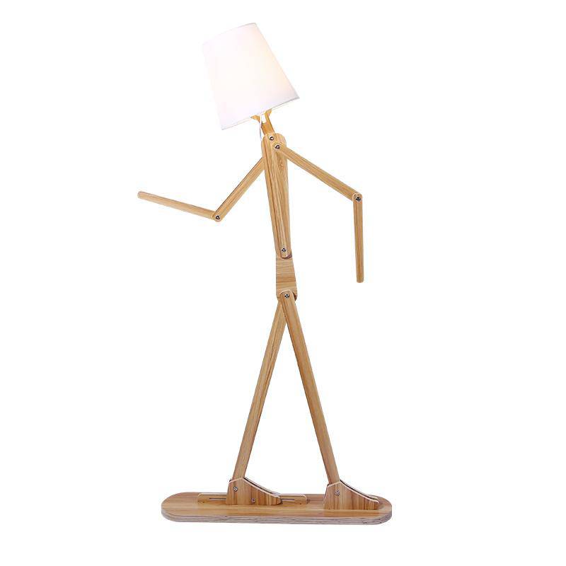 Lámpara de suelo de madera con forma de hombre japonés