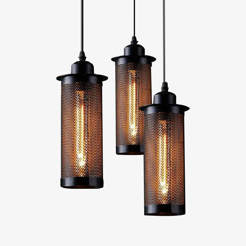 Suspension vintage et industrielle avec grillage - vue 7 sur 7