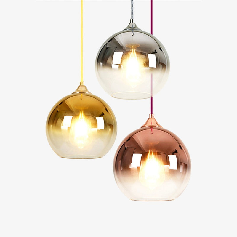 Suspension LED design boule en verre coloré fondue Ball