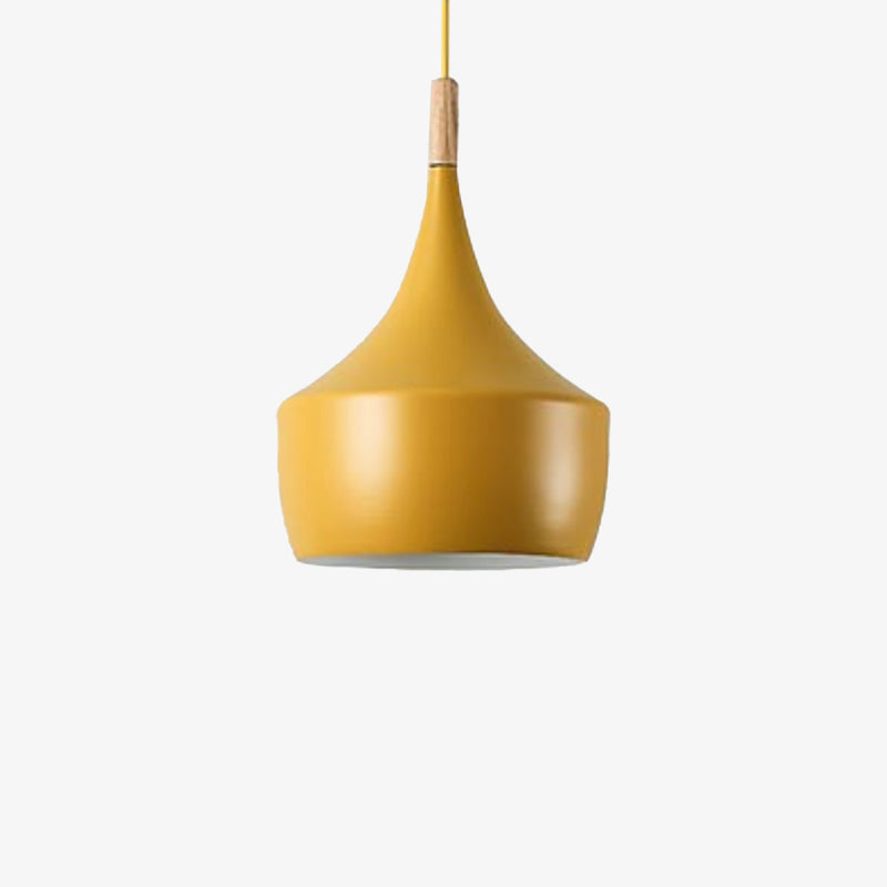 Lámpara de suspensión LED en madera y metal coloreado (varias formas)