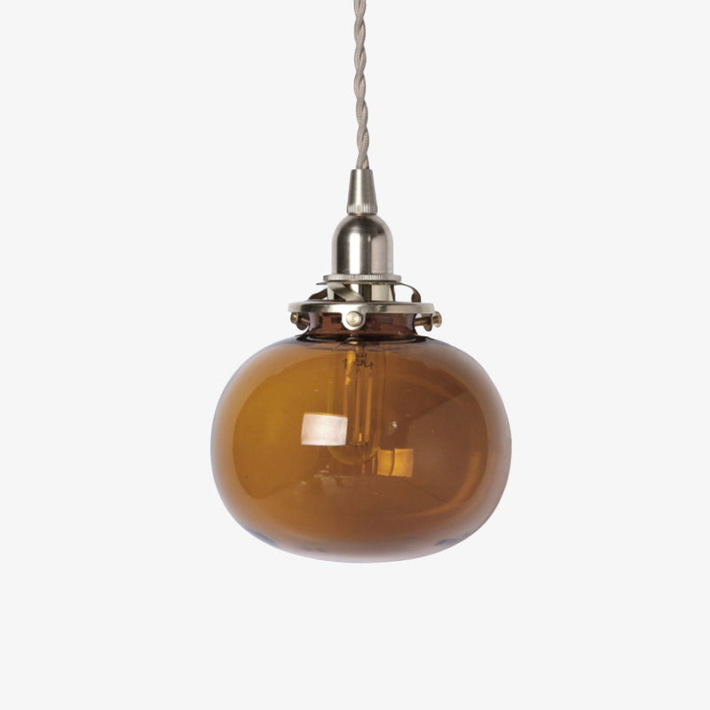 pendant light oval ball in smoked glass Brass