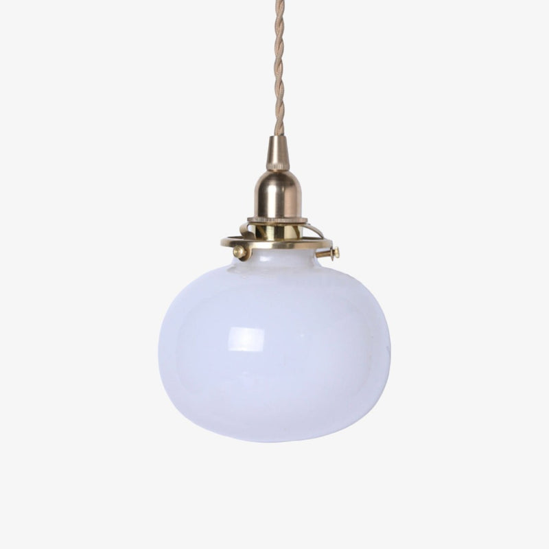 pendant light oval ball in smoked glass Brass