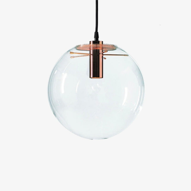 Suspension design boule en verre à LED rose gold ou noire