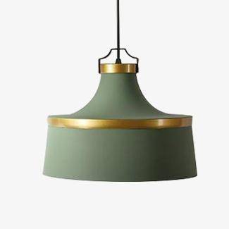 Lámpara de suspensión design industrial de color con círculo de oro danés
