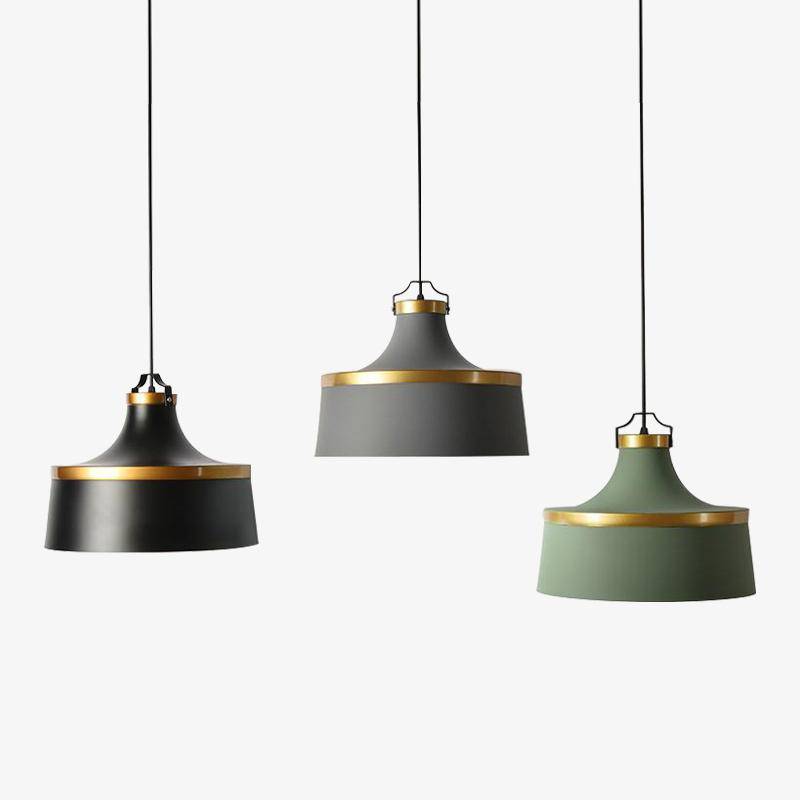 pendant light colorful industrial design with golden circle Danish