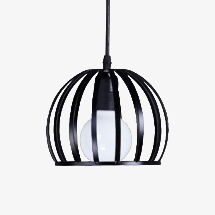 pendant light in vintage round cage (black or white)